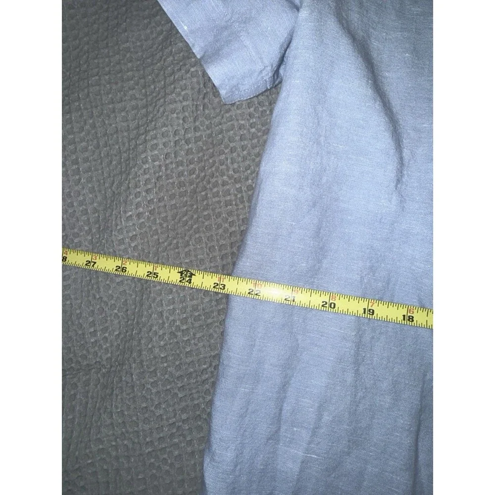 Banana Republic Linen Blend Button Down Camp Collar Shirt Light Blue Size L
